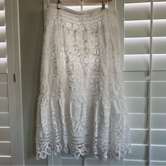 Polo by Ralph Lauren Battenberg-Lace Linen White Midi/Maxi Skirt size 14 NWT - Picture 3 of 15